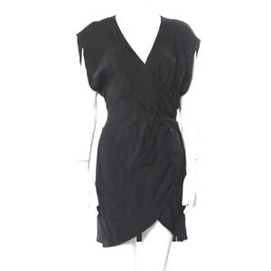 IRO Paris Black‎ Draped Wrap Mini Dress Size 36 US 4 Cap Sleeve NWT